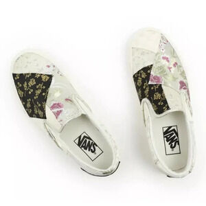 Vans Slip-On Brocade Patchwork Sneakers Women’s 5.5 White‎ Skate Shoes Casual